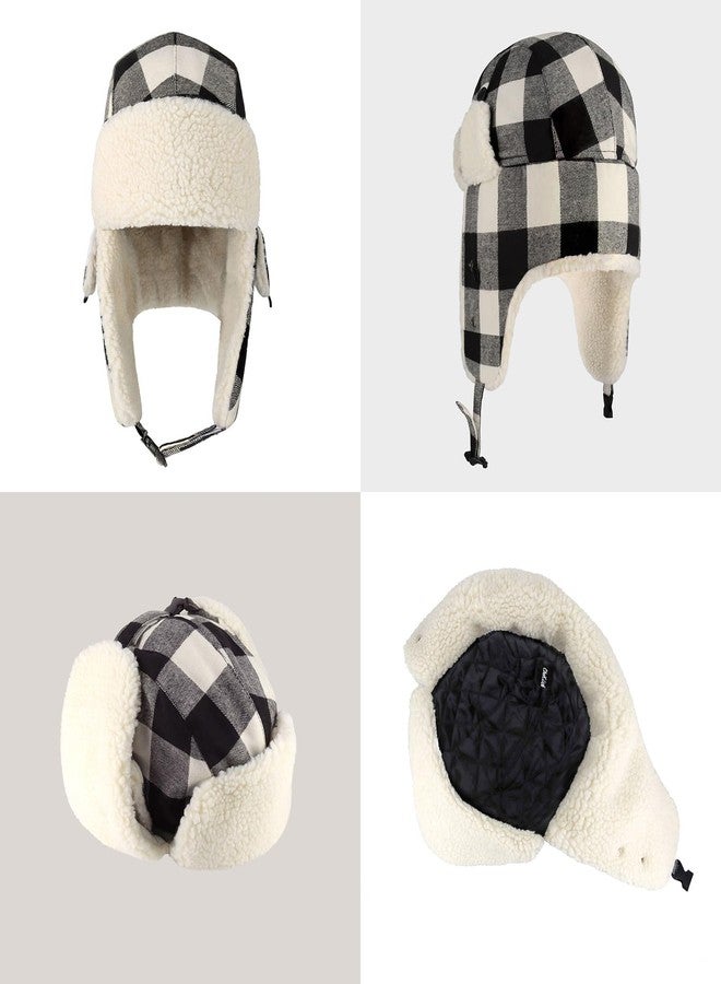 CHOK.LIDS Lumberjack Plaid Winter Trapper Unisex Premium Extra Strength Sherpa Ear Flap Chin Strap Cold Weather Outdoor Hat (Black Plaid) - Image 2